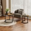 Nesting Coffee Tables Round Wooden Design for Modern Living Spaces Set of 2