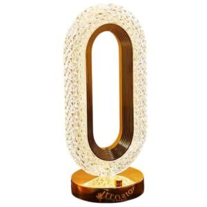 Modern Luxury Oval USB Rechargeable Crystal Table Lamp Dimmable Touch Lamp with 3 Color Bedside Lamp