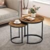 Nesting Coffee Tables Round Wooden Design for Modern Living Spaces Set of 2