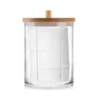 Portable Bamboo Lid Cotton Swab Storage Box Round Transparent Acrylic Multipurpose Makeup Remover Cotton Boxes
