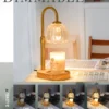 S2decf3aa3bd54a7697e4f3a34836028ef.webp Luxury Gold Candle Warmer Lamp with Glass Shade Height Adjustable Electric Wax Melter with Dimmer Timer Perfect Candle Lamp