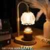 S3295e1a1ff174f9c85048e88fd890debK.webp Luxury Gold Candle Warmer Lamp with Glass Shade Height Adjustable Electric Wax Melter with Dimmer Timer Perfect Candle Lamp