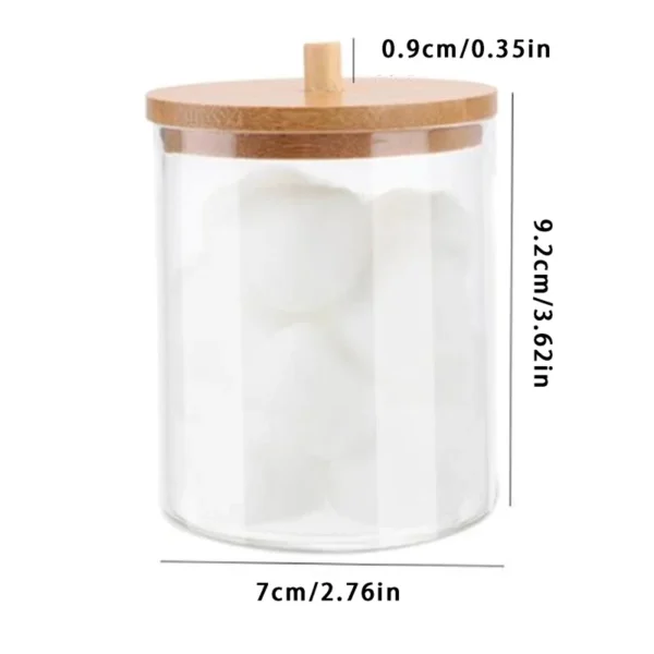 Portable Bamboo Lid Cotton Swab Storage Box Round Transparent Acrylic Multipurpose Makeup Remover Cotton Boxes