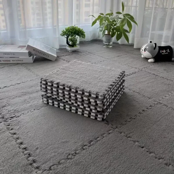 S55dc559eabd44402b59359374de1903eO.webp 10Pcs 30*30CM Creative Plush Puzzle Foam Floor Mat Puzzle Carpet Warm Playmat Interlocking Exercise Tiles Fluffy Area Rugs