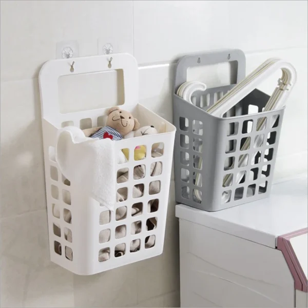 S8b6d3cd1e18a426999d9e6598c70d995v.webp Hanging Dirty Laundry Basket Storage Baskets Holder Organizer Bin Lid Wall Mount Draining Holes Kids Bedroom Living Room