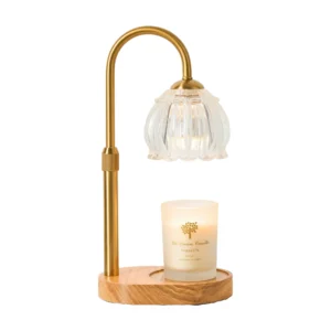Luxury Gold Candle Warmer Lamp with Glass Shade Height Adjustable Electric Wax Melter with Dimmer Timer Perfect Candle Lamp