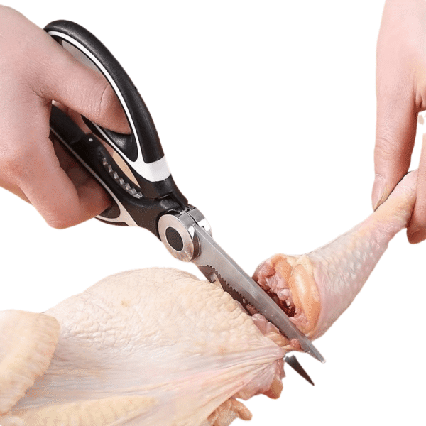 1 Durable Stainless Steel Kitchen Scissors, Multi-Functional Food Scissors for Fish, BBQ, and Bone Cutting