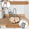 Vintage-Style Round Metal Egg Basket with Handle - Rustic Wire Design for Efficient Egg Collection