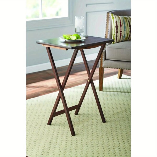Walnut Folding TV Tray Table - Compact Indoor Snack & Dining Table, 48.26cmL x 38.1cmW x 66.04cmH